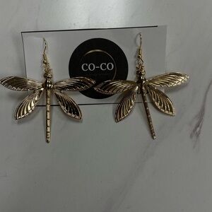 CO-CO Gold Dragonfly Earrings